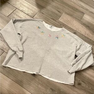 Wildfox Light Gray Cut out Stars Sweatshirt